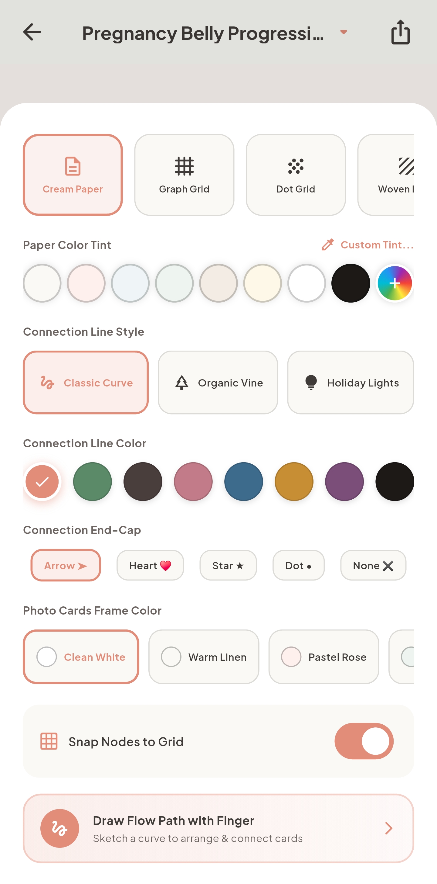 Canvas Settings and Grid Customization Controls