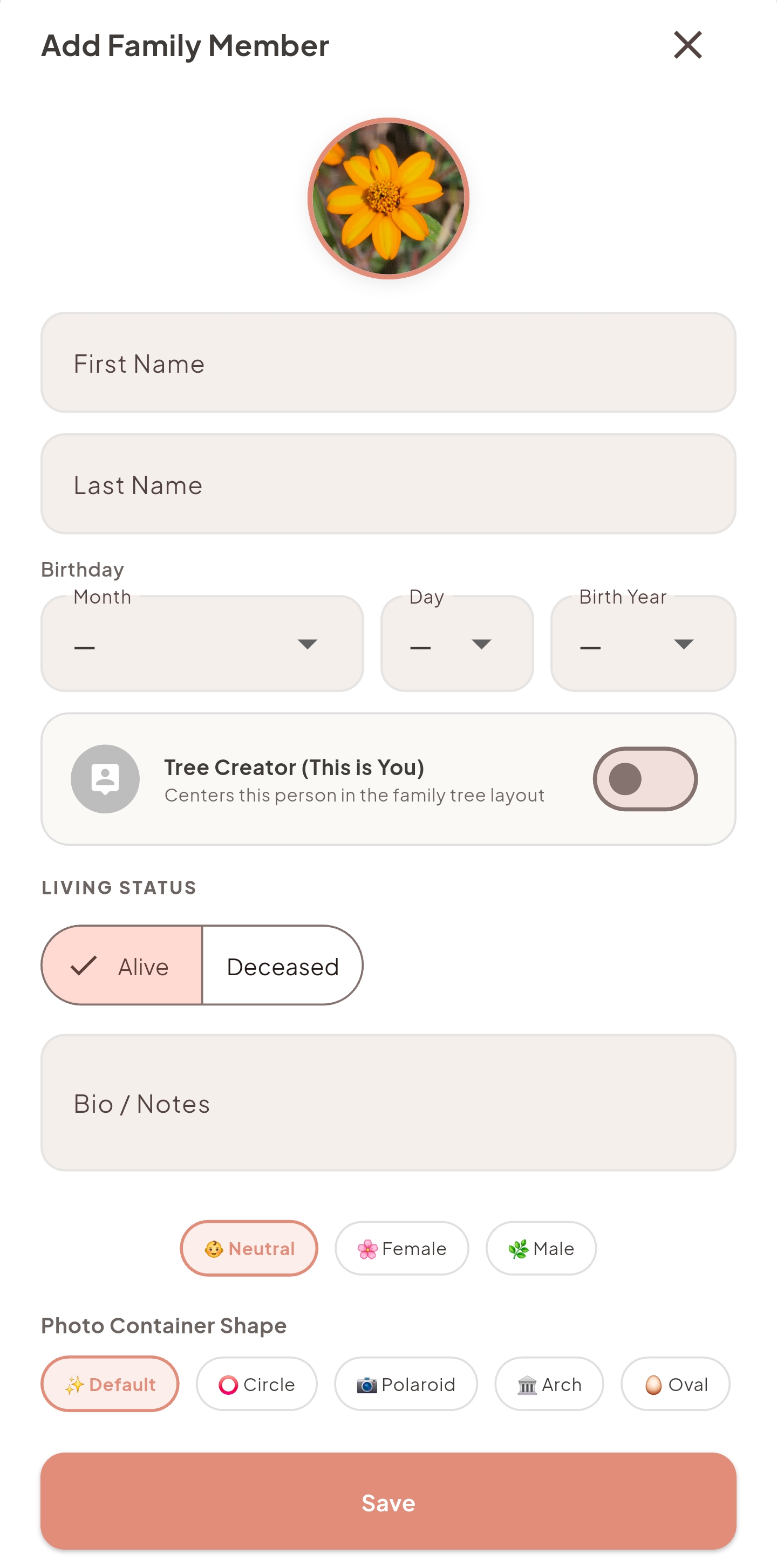 Multi-Generation Family Tree Lineage Builder